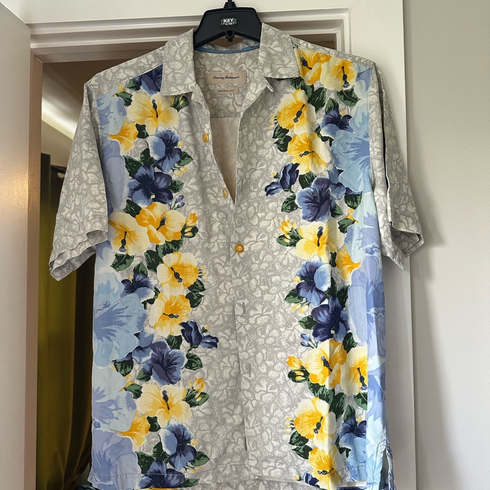 Tommy Bahama blue & yellow Hawaiian Shirt - Multicolor- M